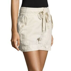NEW Vince Women's Tan Linen Blend High Rise Casual Slash Pocket Shorts NWOT S